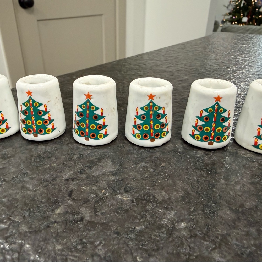 Chadwicks Festive Holiday Candle Holders - White and Green